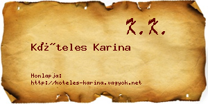 Köteles Karina névjegykártya